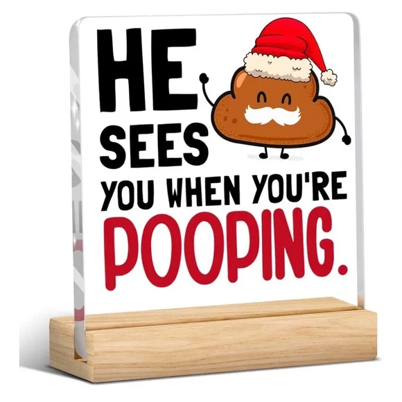 He Sees You When Youβre Pooping - Acrylic Plaque With Stand - Picture 1 of 4